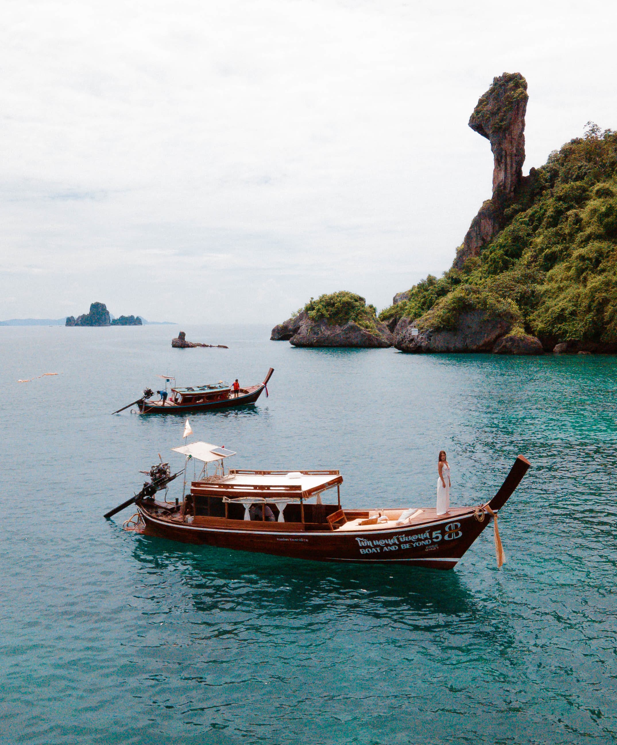 Scenic tropical coastline seen from a luxury tour boat